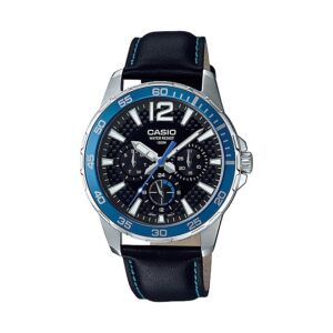 Casio, MTD-330L-1A2VDF, Mens Watch Analog, Blue Dial Black Leather Band