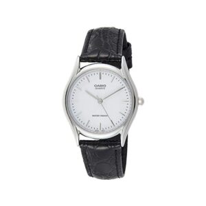 Casio, MTP-1094Q-1ADF, Mens Watch Analog, White Dial Black Leather Band