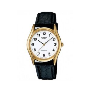 Casio, MTP-1094Q-7B1D, Mens Watch Analog, White Dial Black Leather Band