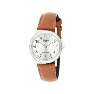 Casio, MTP-1095E-7BDF, Mens Watch Analog, Silver Dial Brown Leather Band