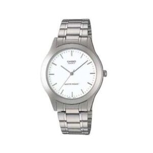 Casio, MTP-1128A-1ARDF, Mens Watch Analog, White Dial Silver Stainless Band