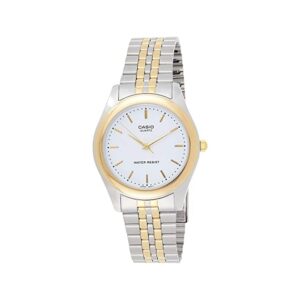 Casio, MTP-1129A-7ARDF, Mens Watch Analog, White Dial Silver & Gold Stainless Band