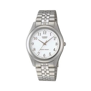 Casio, MTP-1129A-7BRDF, Mens Watch Analog, White Dial Silver Stainless Band