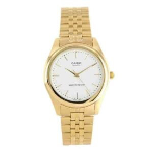 Casio, MTP-1129N-7ARDF, Mens Watch Analog, White Dial Gold Stainless Band