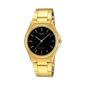 Casio, MTP-1130N-1ARDF, Mens Watch Analog, Black Dial Gold Stainless Band