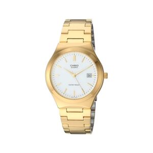 Casio-MTP-1170N-7ARDF-Men-s-Watch-Analog-White-Dial-Gold-Stainless-Band
