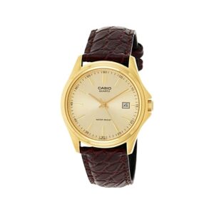 Casio-MTP-1183Q-9ADF-Men-s-Watch-Analog-Gold-Dial-Brown-Leather-Band