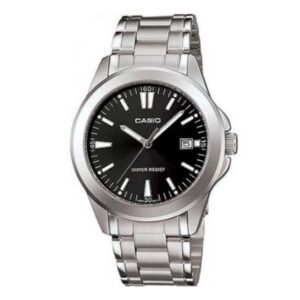 Casio-MTP-1215A-1A2DF-Men-s-Watch-Analog-Black-Dial-Silver-Stainless-Band