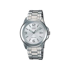 Casio-MTP-1215A-7ADF-Men-s-Watch-Analog-White-Dial-Silver-Stainless-Band