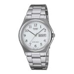 Casio-MTP-1240D-7BDF-Men-s-Watch-Analog-White-Dial-Silver-Stainless-Band