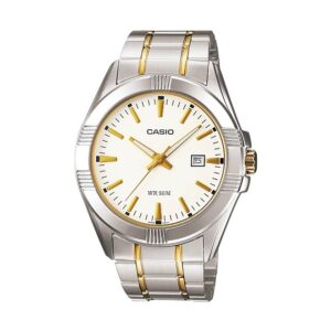 Casio-MTP-1308SG-7AVDF-Men-s-Watch-Analog-White-Dial-Silver-Gold-Stainless-Band