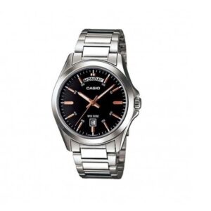Casio-MTP-1370D-1A2VD-Men-s-Watch-Analog-Black-Dial-Silver-Stainless-Band