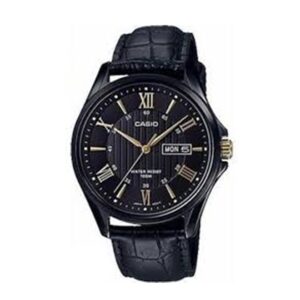Casio-MTP-1384BL-1AVD-Men-s-Watch-Analog-Black-Dial-Black-Leather-Band