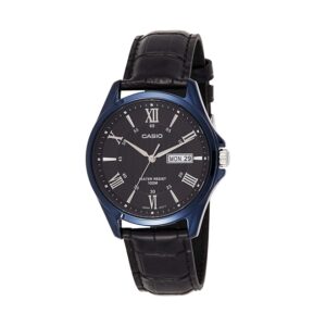 Casio-MTP-1384BUL-1AVDF-Men-s-Watch-Analog-Black-Dial-Black-Leather-Band