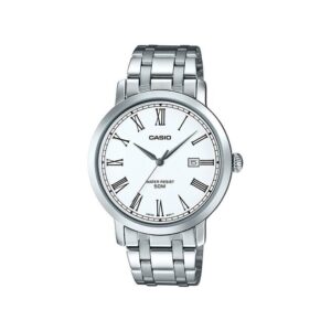 Casio-MTP-E149D-7BVDF-Men-s-Watch-Analog-White-Dial-Silver-Stainless-Band