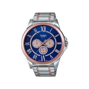 Casio-MTP-E318RG-2BVDF-Men-s-Watch-Analog-Blue-Rose-Gold-Dial-Silver-Rose-Gold-Stainless-Band