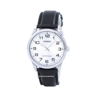 Casio-MTP-V001L-7BUDF-Men-s-Watch-Analog-Silver-Dial-Black-Leather-Band