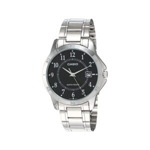 Casio-MTP-V004D-1BUDF-Men-s-Watch-Analog-Black-Dial-Silver-Stainless-Band