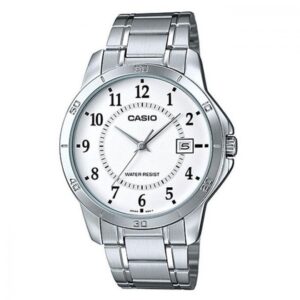 Casio-MTP-V004D-7BUDF-Men-s-Watch-Analog-White-Dial-Silver-Stainless-Band