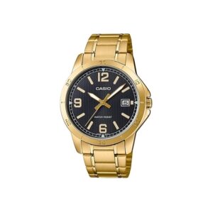 Casio-MTP-V004G-1BUDF-Men-s-Watch-Analog-Black-Dial-Gold-Stainless-Band