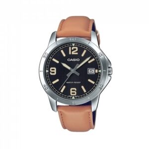 Casio-MTP-V004L-1B2UDF-Men-s-Watch-Analog-Black-Dial-Brown-Leather-Band