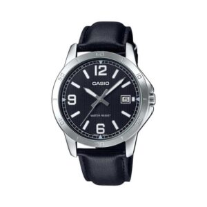 Casio-MTP-V004L-1BUDF-Men-s-Watch-Analog-Black-Dial-Black-Leather-Band