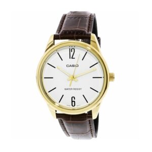 Casio-MTP-V005GL-7BUDF-Mens-Watch-Analog-White-Dial-Brown-Leather-Band