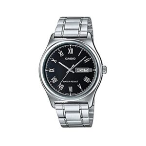 Casio-MTP-V006D-1BUDF-Mens-Watch-Analog-Black-Dial-Silver-Stainless-Band