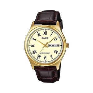 Casio-MTP-V006GL-9BUDF-Mens-Watch-Analog-Champagne-Dial-Brown-Leather-Band