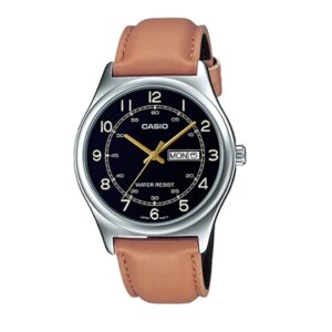 Casio-MTP-V006L-1B3UDF-Mens-Watch-Analog-Black-Dial-Brown-Leather-Band