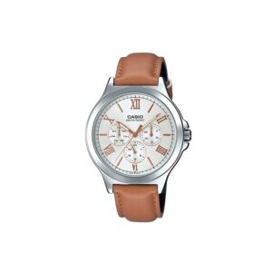 Casio-MTP-V300L-7A2UDF-Mens-Watch-Analog-White-Dial-Brown-Leather-Band