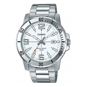 Casio-MTP-VD01D-7BVUDF-Mens-Watch-Analog-White-Dial-Silver-Stainless-Band
