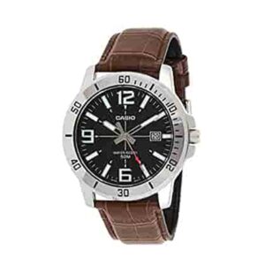 Casio-MTP-VD01L-1BVUD-Mens-Watch-Analog-Black-Dial-Brown-Leather-Band