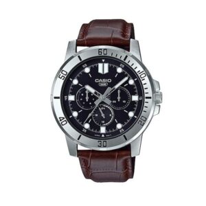 Casio-MTP-VD300L-1EUDF-Mens-Watch-Analog-Black-Dial-Brown-Leather-Band