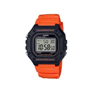 Casio-W-218H-4BV2DF-Mens-Watch-Digital-Black-Dial-Orange-Resin-Band