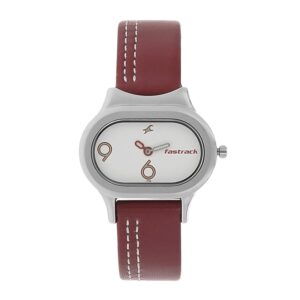Fastrack-2394SL01-WoMens-Analog-Watch-White-Dial-Red-Leather-Strap