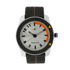 Fastrack-3015AL01-Mens-Analog-Watch-White-Dial-Black-Leather-Strap