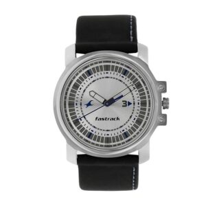 Fastrack-3039SL01-Mens-Analog-Watch-Silver-Dial-Black-Leather-Strap