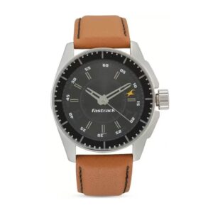 Fastrack-3089SL05-Mens-Analog-Watch-Black-Dial-Brown-Leather-Strap