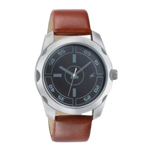 Fastrack-3123SL03-Mens-Analog-Watch-Black-Dial-Brown-Leather-Strap