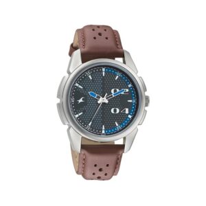 Fastrack-3124SL06-Mens-Analog-Watch-Loopholes-Grey-Dial-Brown-Leather-Strap