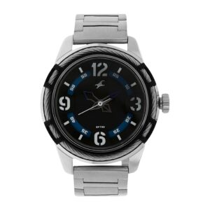 Fastrack-3157KM01-Mens-Analog-Watch-Black-Blue-Dial-Stainless-Steel-Strap