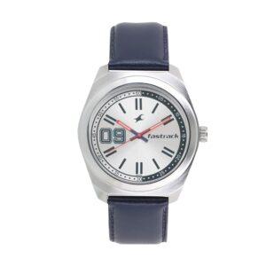 Fastrack-3174SL01-Mens-Analog-Watch-Silver-Dial-Blue-Leather-Strap