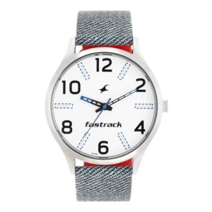 Fastrack-3184SL01-Mens-Analog-Watch-White-Dial-Grey-Leather-Strap