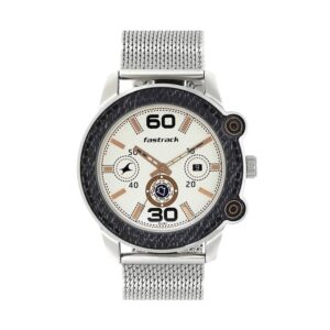 Fastrack-3188KM02-Mens-Analog-Watch-White-Dial-Stainless-Steel-Mesh-Strap