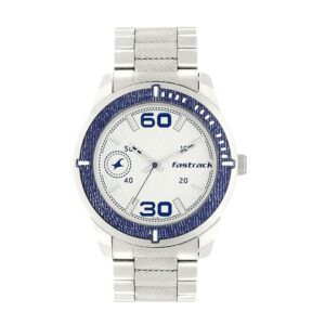 Fastrack-3189KM01-Mens-Analog-Watch-White-Dial-Stainless-Steel-Strap