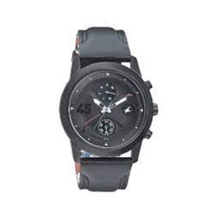 Fastrack-3216NL01-Mens-Analog-Watch-Black-Dial-Multi-Function-3-Hands-Black-Leather-Strap