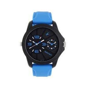 Fastrack-38042PP04-Mens-Analog-Dual-Time-Watch-Black-Dial-Blue-Rubber-Strap