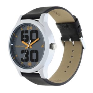 Fastrack-38051SL03-Mens-Analog-Watch-Grey-Dial-Black-Leather-Strap