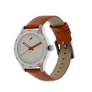 Fastrack-6078SL04-WoMens-Analog-Watch-White-Dial-Tan-Brown-Leather-Strap